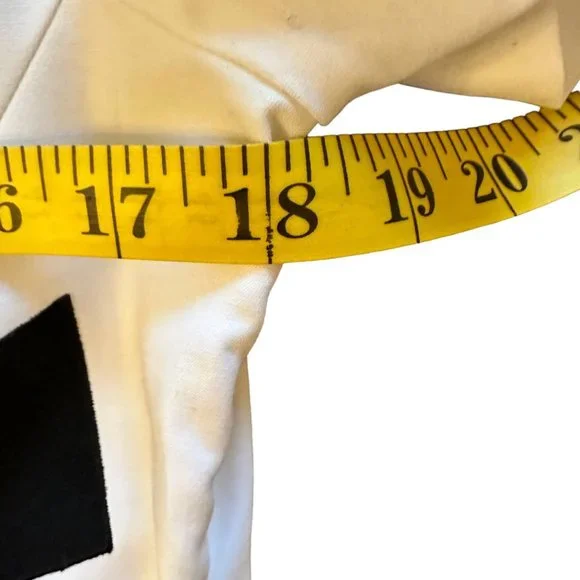 1.3K MOSCHINO Geometric Appliqués Cotton Blend Black White Mini Dress Size 10 - Picture 9 of 10